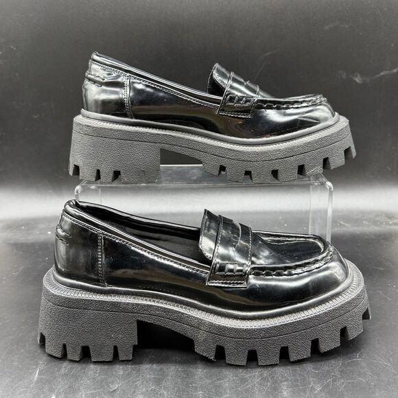 Asos Design Chunky Loafer Shoes Women’s Size 4 Black Y2K Platform - Picture 1 of 8